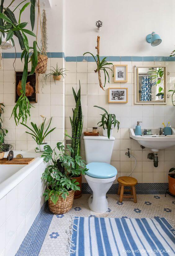 plantas no banheiro lavabo